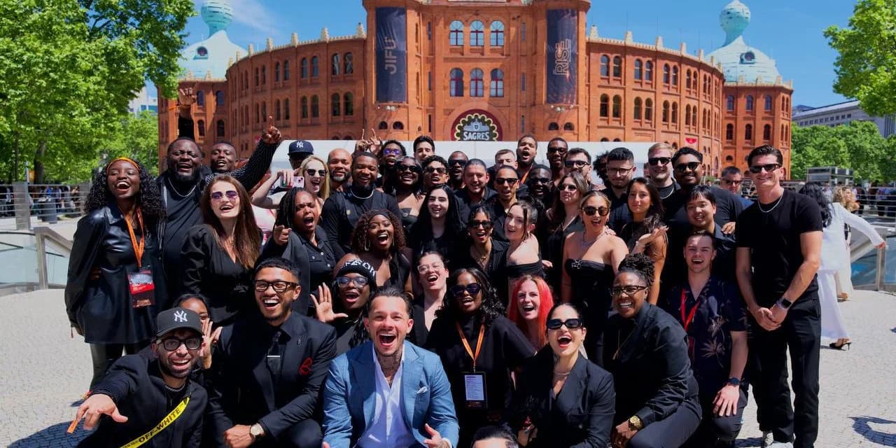 Alpha Society members gathered outside the Campo Pequeno arena in Lisbon